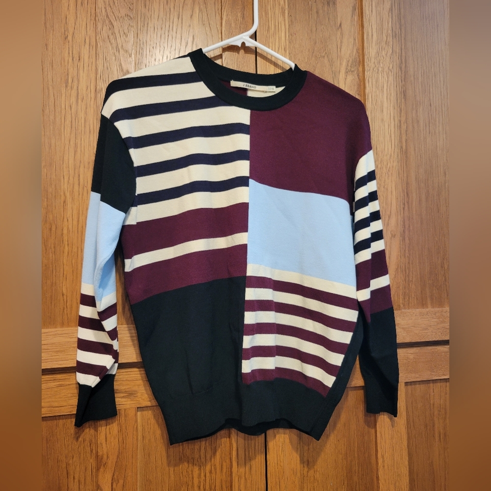J Brand Womens San Marino CrewNeck Long Sleeve Striped Sweater Size XS - Picture 2 of 9